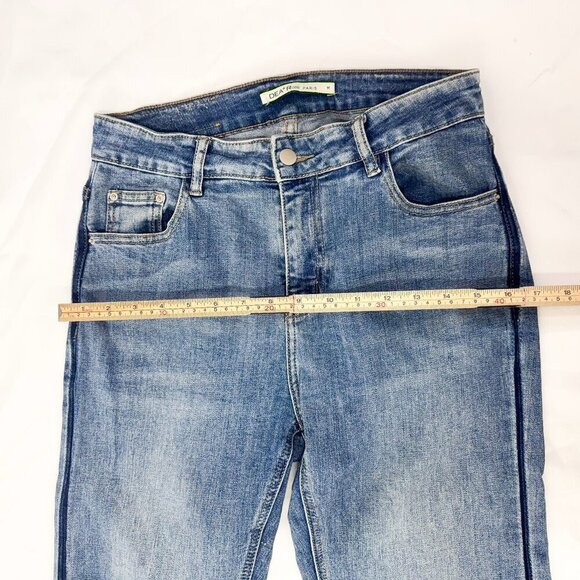 DEA ROZE BLUE DENIM FLARE JEANS DISTRESSED SIZE MEDIUM - Picture 5 of 7